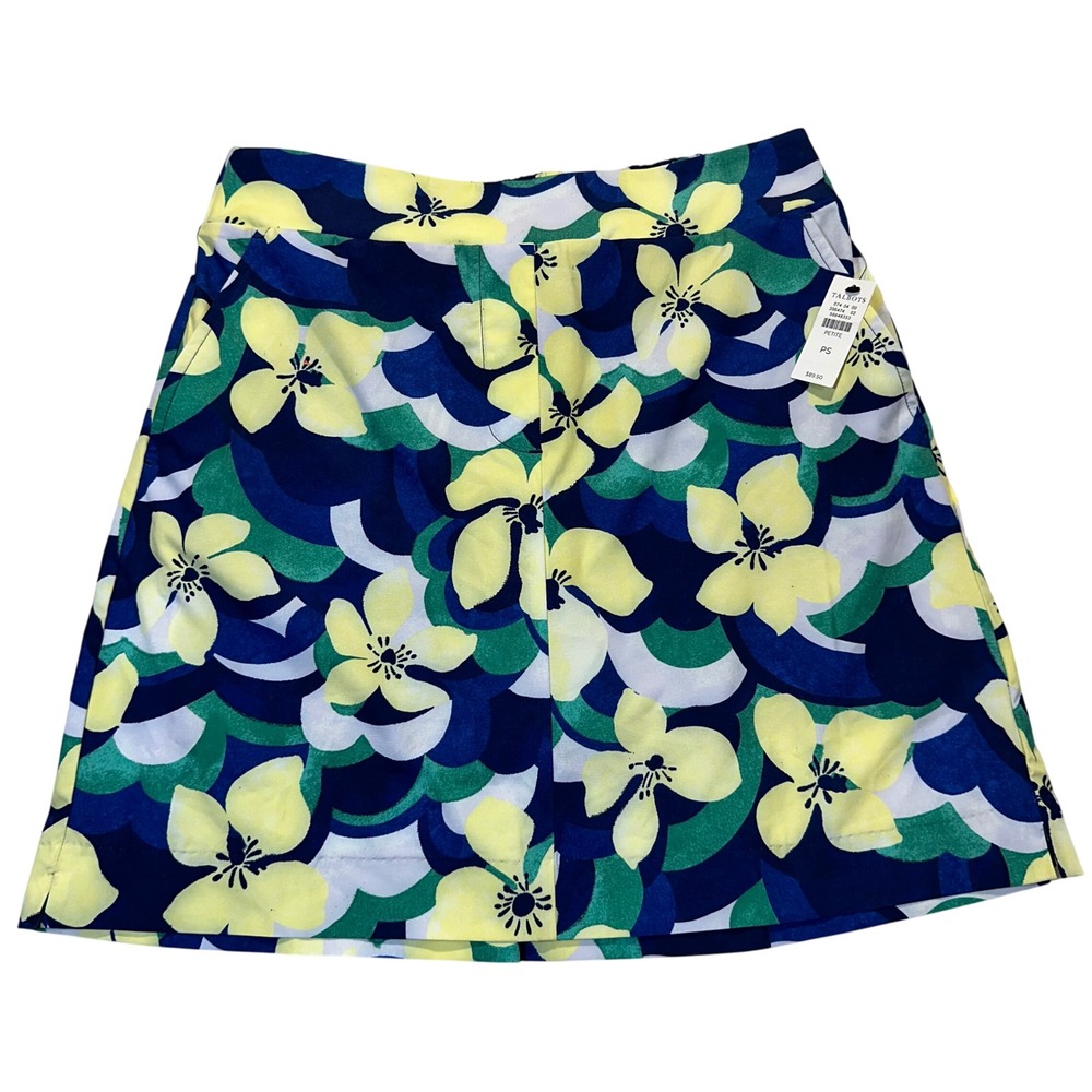T by Talbots Skort Women Petite Small Blue Green Floral Active Golf Tennis Skirt